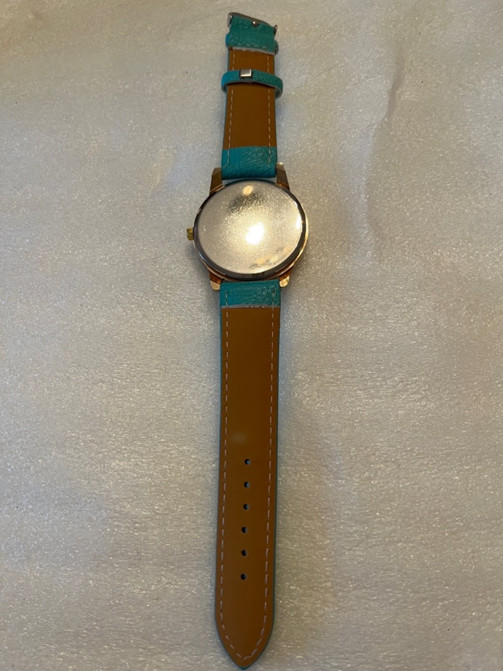 Turquoise Geneva Strap Watch with Crystal Bezel - Picture 5 of 6